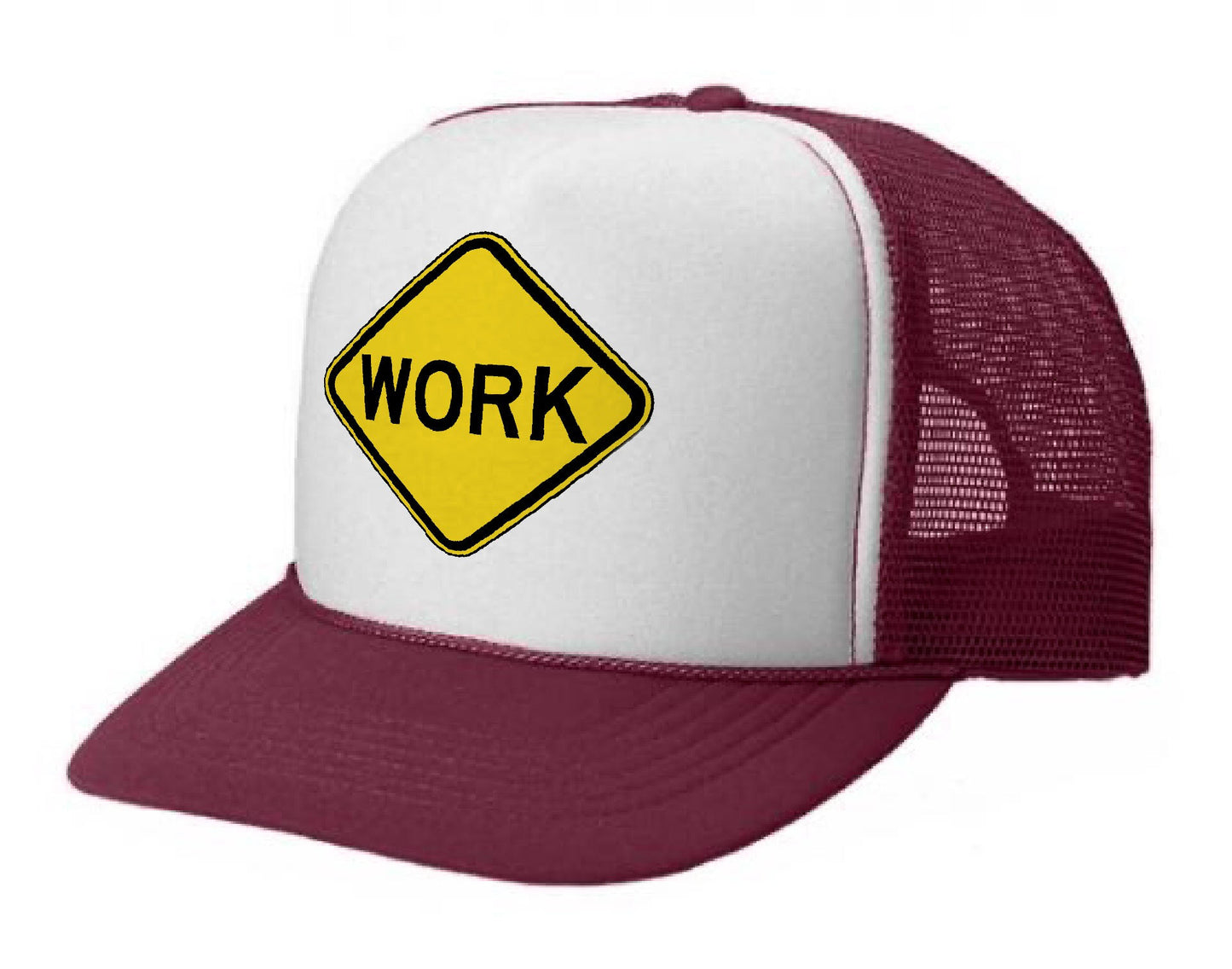 Work Hat Maroon/White